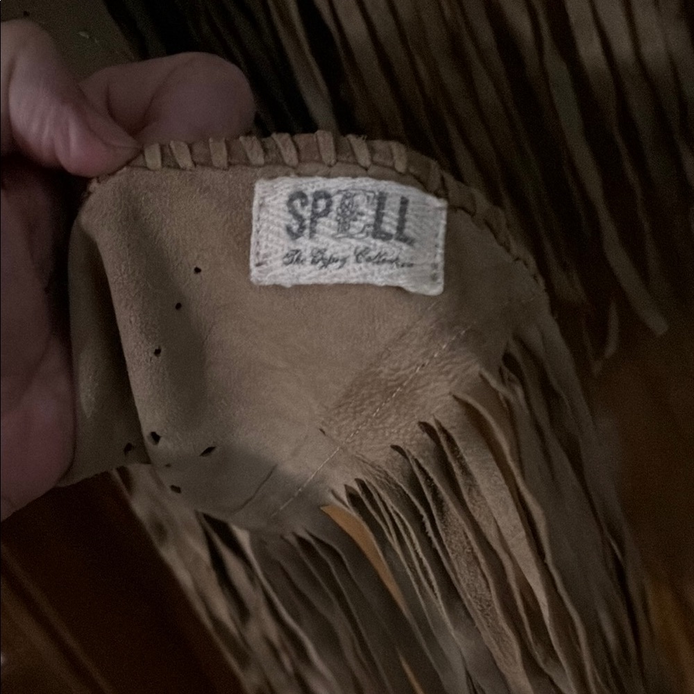 Spell Tan Fringe shawl - Picture 2 of 5